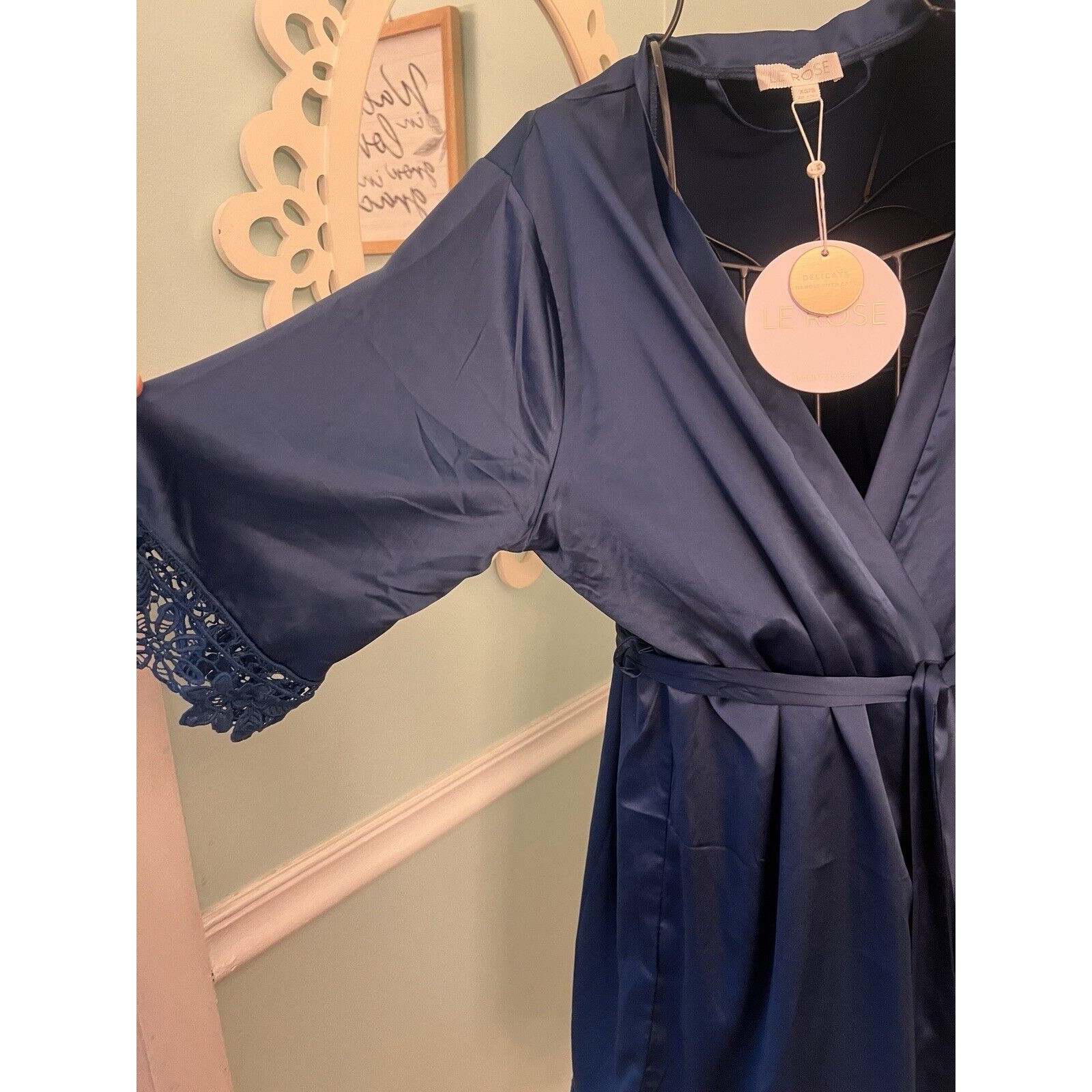 Le Rose Kimono Women's Nightwear Robes Dressing Gown Size S Xs Blue New — image 2 of 6